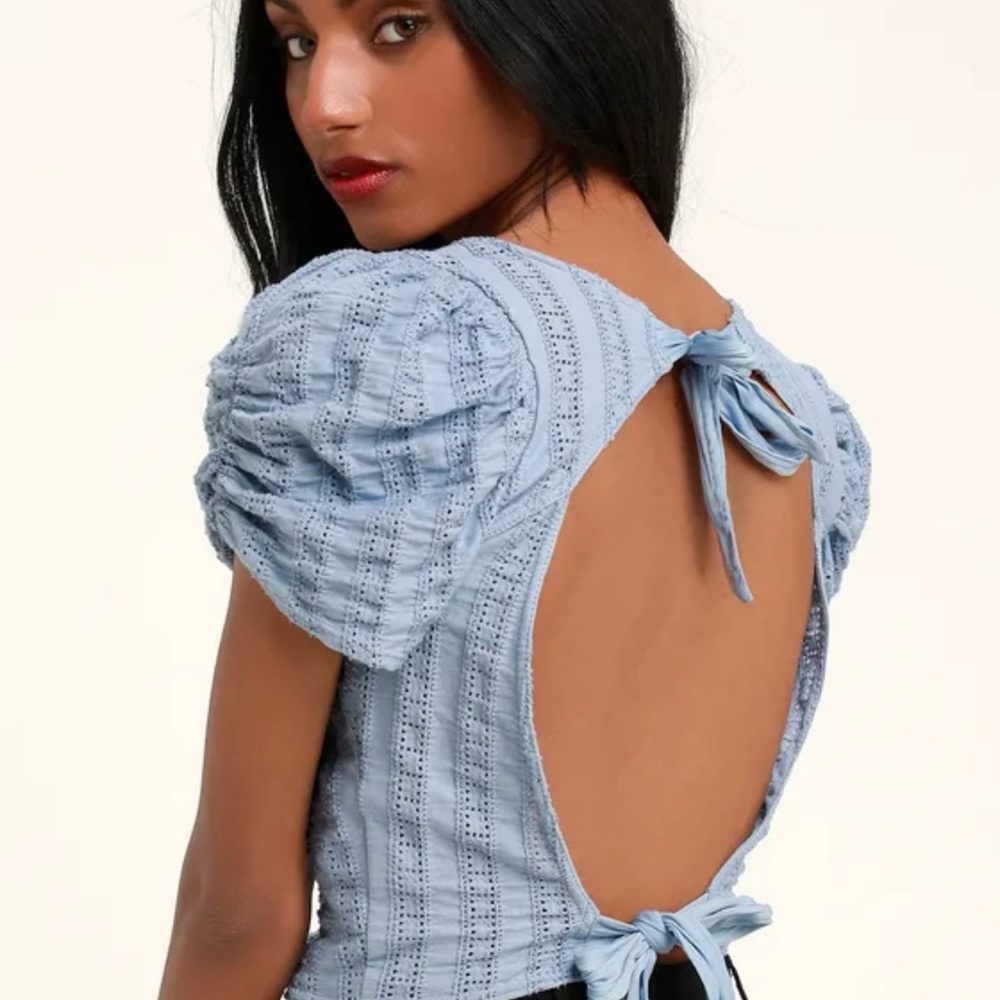 Light Blue Open Back Top size large